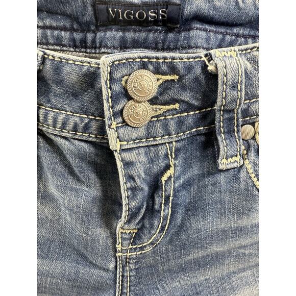 Vigoss Women's Capri Jeans Size 3/4 Distressed Ripped Embroidered Pockets EUC - Picture 14 of 16